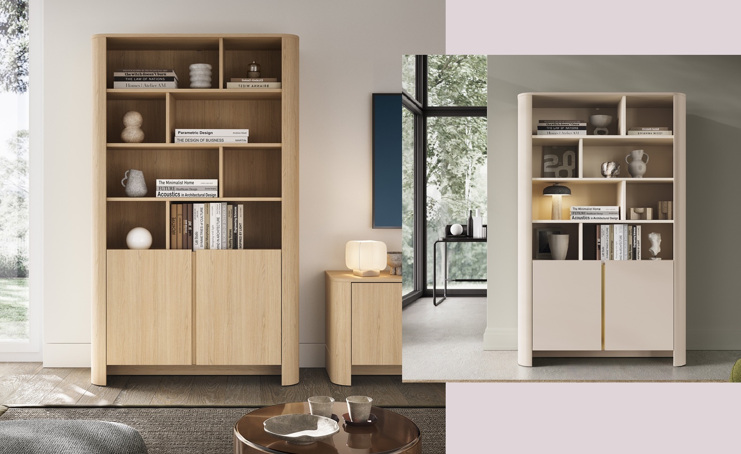 BALI Regał częściowo otwarty, pojemny o zaokrąglonych kształtach - zdjęcie produktu